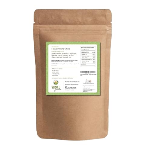 Image of SUPPLE Foods Foxtail Millets Grain 1.6kg - Siridhanya Millets, Organic Thenai /Korralu /Kangni Millets Whole Grains Pack, Good Diabetic Food, Low GI and High Fibre Than Rice