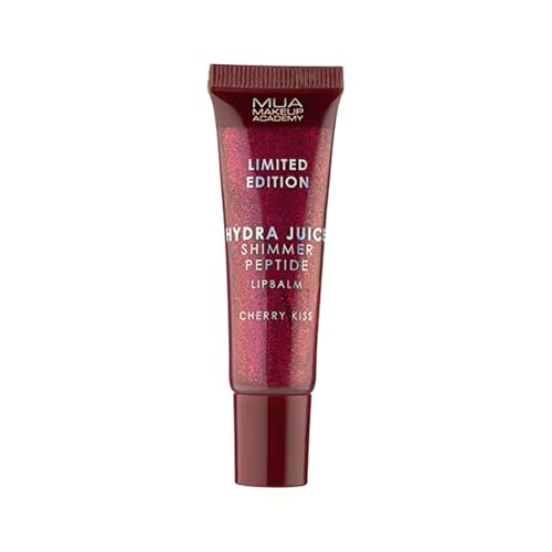 MUA Makeup Academy Hydra Juice Shimmer Peptide Lip Balm, Cherry Kiss, Vegan & Cruelty Free, 10 ml MUA Makeup Academy Hydra Juice Shimmer Peptide Lip Balm, Cherry Kiss, Vegan & Cruelty Free, 10 ml