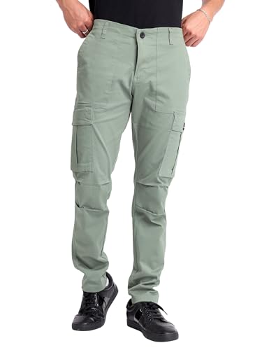 Image of Beyoung Cotton Lycra 6 Pocket Regular Fit Cargo Pants for Men | Cargo Trousers for Men