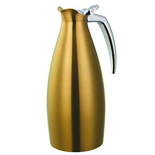 Service Ideas ALTU10BSVG Altus Carafe Pitcher, Stainless Steel, Flip Top lid, 1 Liter, 33.8 Ounces, Dishwasher safe, NSF certified, Vintage Gold