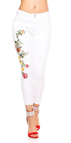 New Play Beautiful - Vaqueros de encaje con bordado de flores, Blanco, 38