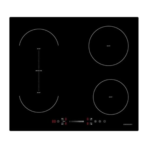 Cookology CIBP600 59cm Plug-in Induction Hob in Black - 4 Cooking Zones - Touch Control Panel - Bridging Function - Child safety Lock - Electric Plug Included