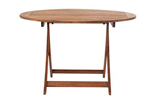 Mesa Dobrável Redonda de Madeira para Varanda Área Externa 120 cm Dobrável Oppa Design - Jatobá