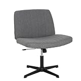 FDW Criss Cross Chair Armless Cross Legged Office Desk Chair Adjustable Swivel Ergonomic Gaming Chair No Wheels Backrest with Wide Seat Native Sponge Computer Task Vanity Chair for Home Office,Grey