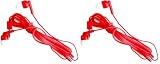 M&E - Pack Auriculares Desechables 100 uds - Auriculares con conexión Jack 3.5mm - Presentación en bolsas individuales Eco-Friendly para máxima higiene - Color Rojo - Silicona Blanca (Paquete de 2)