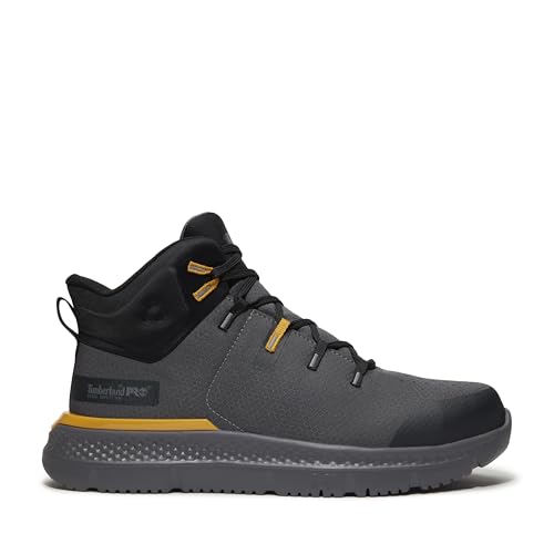 Timberland PRO Timberland PRO Men's Intercept Mid Steel Safety Toe Industrial Athletic Work Shoe, Dark Grey/Yellow, 8M