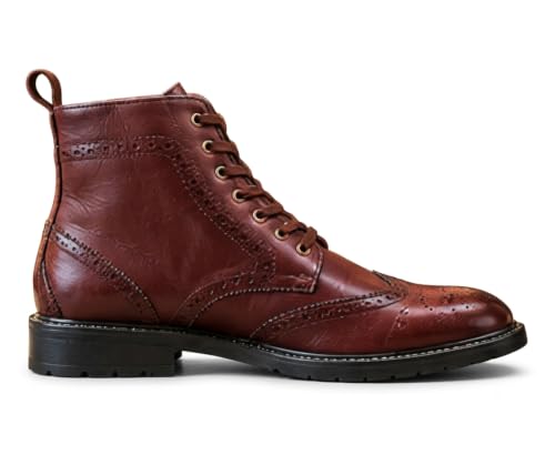 Buy PHABHU Wingtip Brogue Boot - Genuine Leather Boots - High Ankle Brogue Boot For Men (Brown, UK Footwear Size System, Adult, Men, Numeric, Medium, 9) at Amazon.in - Image 2