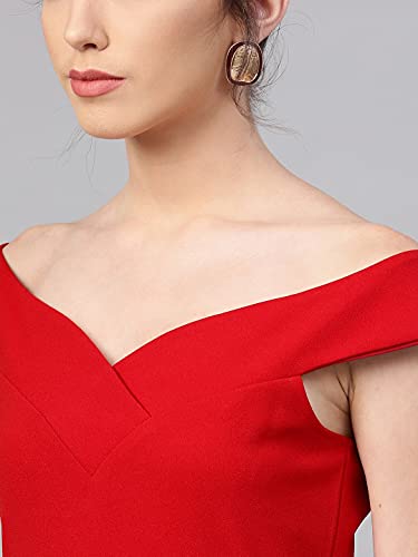 Image of Shasmi Women's Comfortable Mustard Sweetheart Neck Sleeveless Solid Midi Bodycon Casual Western Stylish Dress for Womens