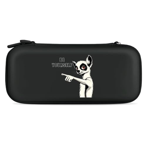Lemur Be Yourself Compatible with Switch Carrying Case Hard Travel Game Bag Pouch with 15 Games Accessories Black-style
