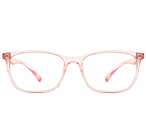 Image of ANRRI Blue Light Blocking Computer Glasses Women Anti Eyestrain UV Filter Lens Lightweight Pink Frame Eyeglasses (Clear Pink)