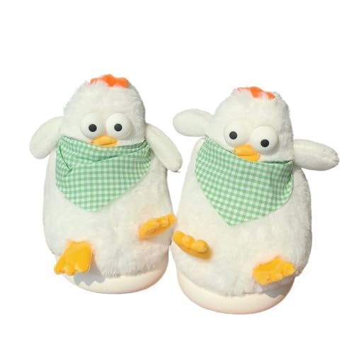 Funny Animal Fuzzy Slippers for Women Girls Kawaii Cartoon Plush Cute Warm Chicken Slippers Indoor In Winter Bedroom