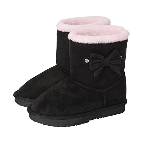 [アリサナ] ムートンブーツ キッズ リボン ブーツ 女の子 子供靴 ブラック LL(24-25cm)