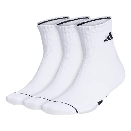 Adidas men's cushioned quarter socks (3-pair), white/black/white …
