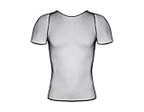 Herren Wetlook T-Shirt schwarz dehnbar transparent Crossdresser Fetish Top mit Netzmaterial und kurzen Ärmel M