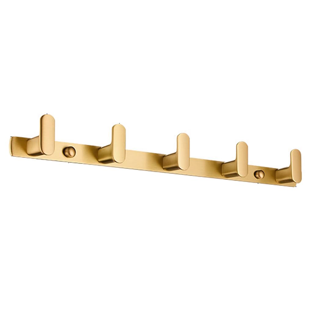 ZHOUXIAO Retro Brass Coat Rack Wall Mounted with Hooks, Brushed Nickel Heavy Duty Coat Hook Rail, Robe and Towel Hooks Rack for Bathroom, Entryway, Mudroom, Hats 5hook