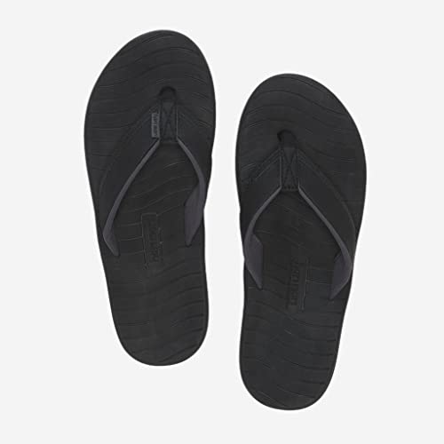 Hari Mari Brazos II Men's Flip Flops - Premium Rubber Water-Resistant Beach Sandals with Comfortable Memory Foam Leather Straps and Arch Support- Black,Size 92