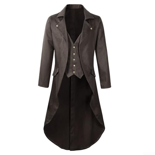 Abrigo gótico para hombre, estilo victoriano, steampunk, cola de golondrina, chaqueta de esmoquin, ropa de recreación histórica, abrigo de caballero renacentista con cuello de manga larga, para otoño