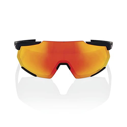 Image of 100% Racetrap 3.0 Sport Performance Sunglasses - Sport and Cycling Eyewear (Soft Tact Black - HiPER Red Multilayer Mirror Lens)