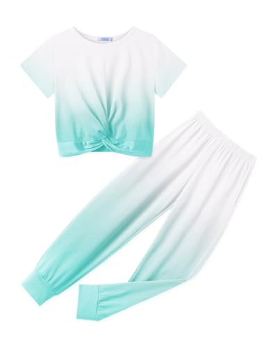Image of Arshiner Girls Clothing Sets Tie Dye Twist Front Tops & Sweatpants Outfits Sportwear Sweatsuits Tracksuits 4-13 Year