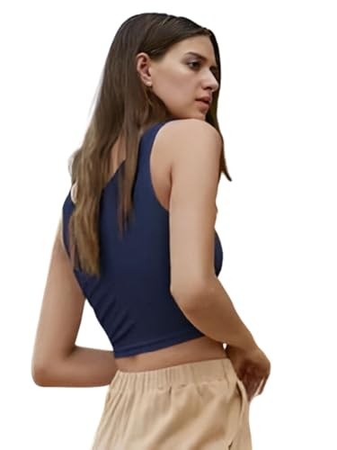 Image of Ben Martin Women's Cotton Stretchable Square Neck Sleeveless Tank Top