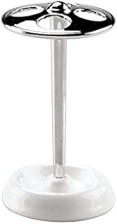 iDesign 69200ES York Toothbrush Holder/Stand for Cosmetic and Makeup Storage, Made of Ceramic, White/Chrome