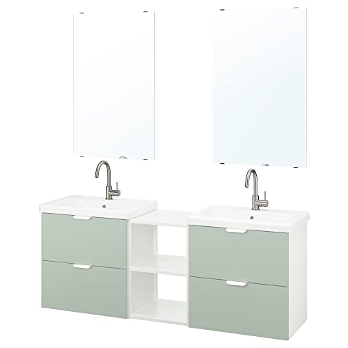 IKEA TVÄLLEN/ENHET - Juego de muebles de baño (15 unidades, 164 x 43 x 65 cm), color blanco y gris pálido