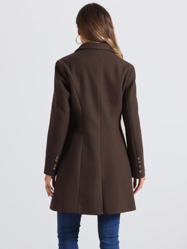 Image of Allegra K Womens Winter Elegant Pea Coat 2026 Single Breasted Long Overcoat | Notch Lapel Collar, Warm, Work Office Trench Coats,Outwear Outfit