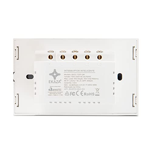 EKAZA Interruptor Inteligente, Touch, Wifi+BLE, 2 botões, Branco, Compativel com Google home e Alexa