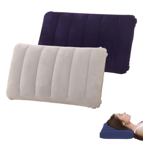 KEQAR 2 Pezzi Cuscino Gonfiabile per Spiaggia, Campeggio, Viaggi e Nuoto - Cuscino in PVC, Cuscino da Viaggio, Cervicale, Cuscino per Sedia, Materassino Gonfiabile Piccolo