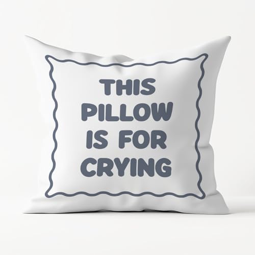 Poecinvi Funny Mental Health Pillow Covers 18x18, Mental Health Gifts, This Pillow is for Crying, Funny Minimalist Throw Pillow Covers for Couch Bed Home Bedroom Therapy Office Decor