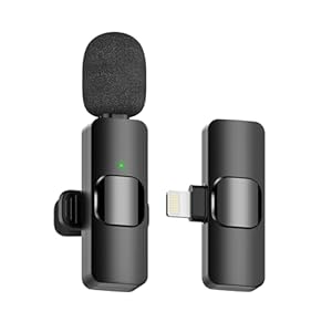 Wireless Microphone for iPhone iPad – Cordless Lavalier Lapel Mini Mic, Clip on Tiny iPhone Microphones Using on Video Recording,Dubbing (Single)