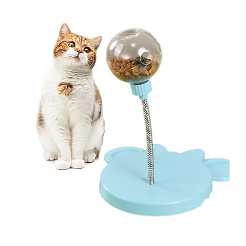 猫 おもちゃ 一人遊び 餌漏れ ボール 知育玩具 20*22*25.5cm 給餌 早食い防止 留守番 ストレス解消 ねこ 運動不足解消 ネコ 吸盤式 安定吸着 簡単移動 猫 遊び道具 用品 人気 (Blue)