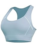 Sports Bras Women High Impact, Seamless Racer Back Padded Support Comfort Bra Adjustable Blue(L)