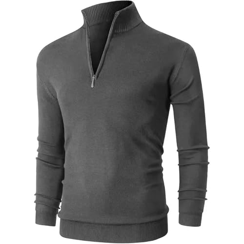 Men's Half Zip Pullover Sweater Turtleneck Raglan Long Sleeve Sweater Warm Street Casual Top2