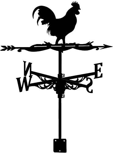 Girouette en métal de poulet de coq vintage noire découpée XJBTBA