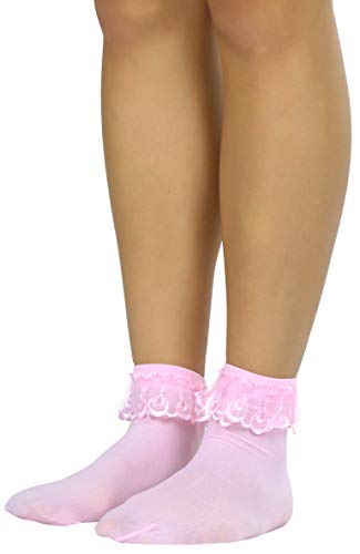 ToBeInStyle Women’s Beautiful Lace Ruffle Top Opaque Anklet Socks4