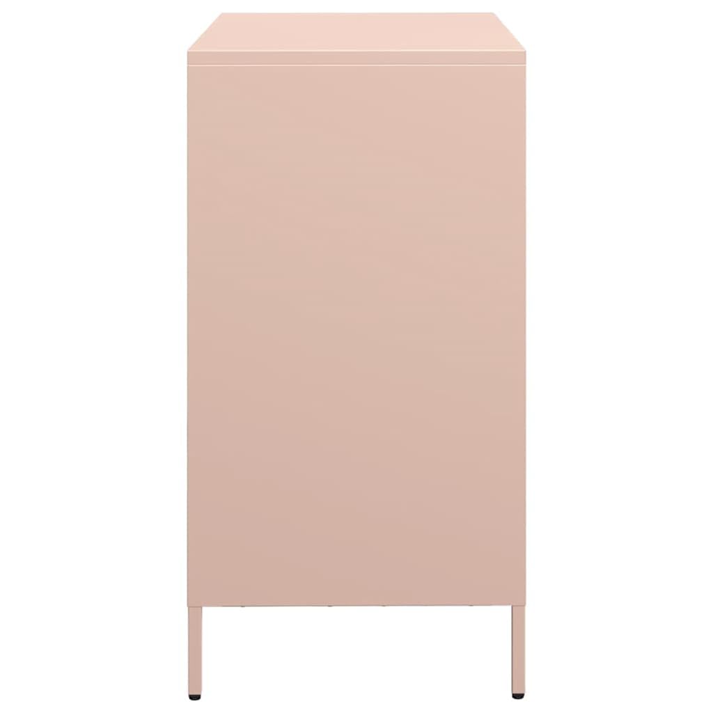 Credenza in metallo rosa, 2 cassetti, 68 x 39 x 73,5 cm