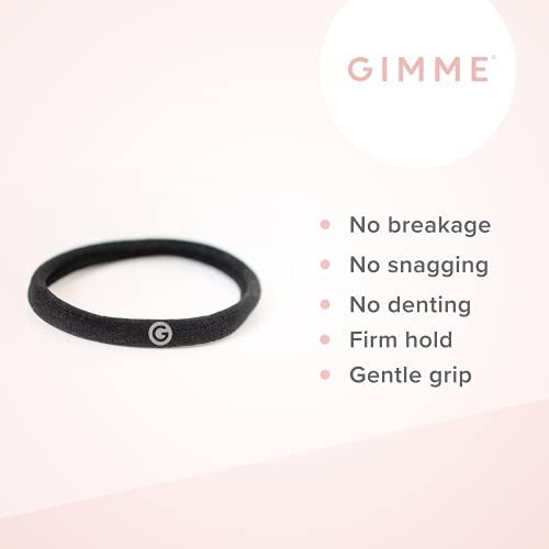 Gimme Beauty - Extra Fine Hair Ties, Black Onyx - Seamless, No Break Microfiber Elastics - Hair Accessories For Women & Men - Firm Yet Gentle All Day Hold + No Snagging, Dents, Or Breakage (12 Count) #TOP2