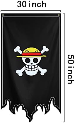 I3C 1PCS One Piece Flag and 10PCS Anime Poster, Pirate Legion Flag 30x50inch, Wall Hanging Decor for Bedroom Living Room (Luffy's Straw Hat Pirates)