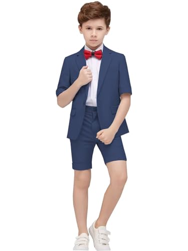 Conjunto de 2 peças para meninos, conjunto de smoking casual de verão, caimento justo, para meninos,