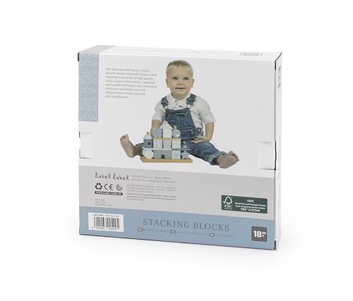 KIDSLINO Steckspiel Haus Blau I Geschenk zur Geburt personalisiert I Holzspielzeug I Personalisierte Geschenke Baby I Label-Label I Steckspielzeug mit Name & Geburtsdaten