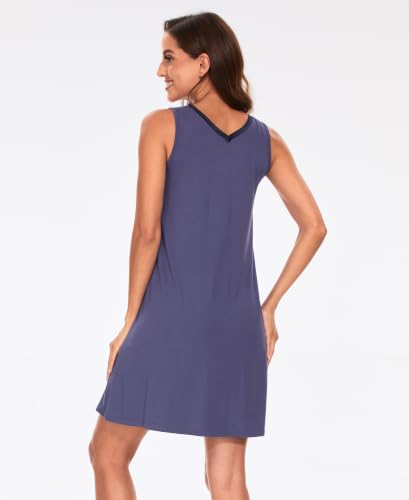 Image of GYS Cooling Bamboo Viscose Nightgowns for Women, Lightweight Sleeveless V Neck Sleep Shirt for Hot Sleepers, Soft Night dress