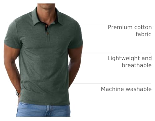 Image of Sailwind Men's Cotton Polo Shirts Short Sleeve Casual Summer Shirts Classic Collared Golf Shirt with Pocket