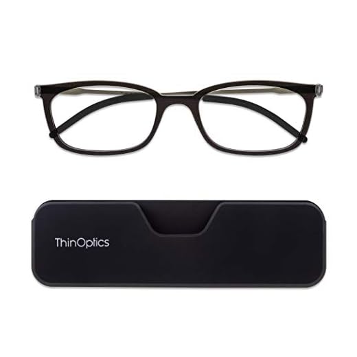 ThinOptics FrontPage Connect Rectangular Reading Glasses, Black, 1.5
