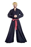 Dreamguy Samurai Kimono-Inspired Woven Wrap Shirt Men’s Costume – Japanese Warrior Outfit Multicolor