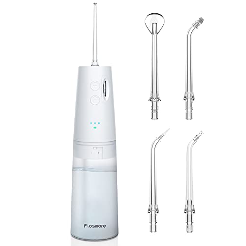 Cordless Water Flosser, Portable Water Dental Flossers with Adjustable Water Pressure, 4 Water Flosser Replacement Jets, IPX7 Waterproof, Electric Flosser of Oral Irrigator for Home & Travel