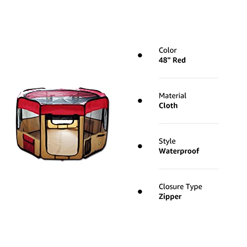Esk Collection 48" Pet Puppy Dog Playpen Exercise Pen Kennel 600D Oxford Cloth, Red, Model: 48" Red #TOP2