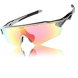 Duco Polarized Sports Cycling Sunglasses for Men with 5 Interchangeable Lenses for Running Golf Fishing Hiking Baseball (0021Gunmetal)