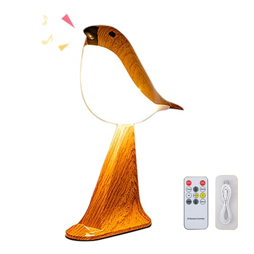 Derefine Petite Lampe de Chevet sans Fil, Lampe de Table sans Fil Oiseau avec 3 Couleurs et Capteur Tactile, Veilleuse sans Fil, Veilleuse Tactile avec 3...