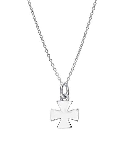 Sterling Silver Iron Cross Pendant Necklace, 18